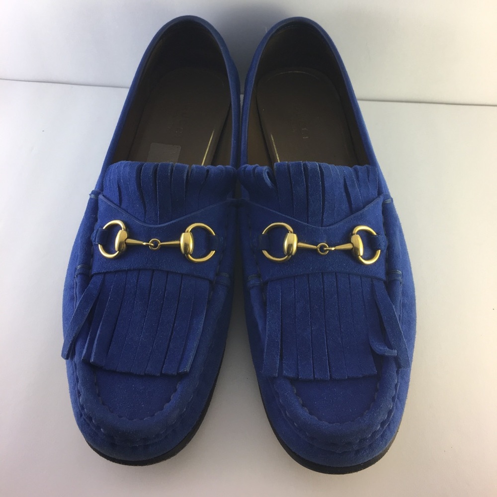 Cobalt blue Gucci loafers
